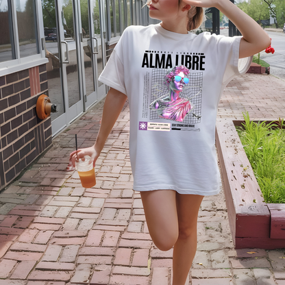 Camiseta Blanca Oversized “Alma Libre” – Edición Limitada con Estilo Artístico