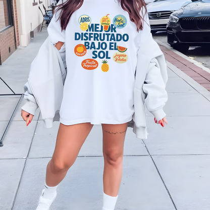 Camiseta blanca Oversized – Disfrutando Bajo el Sol