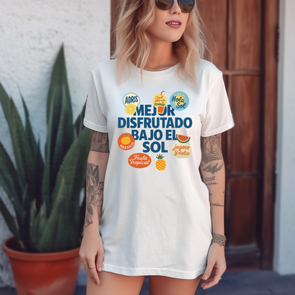 Camiseta blanca Oversized – Disfrutando Bajo el Sol