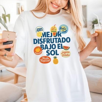 Camiseta blanca Oversized – Disfrutando Bajo el Sol