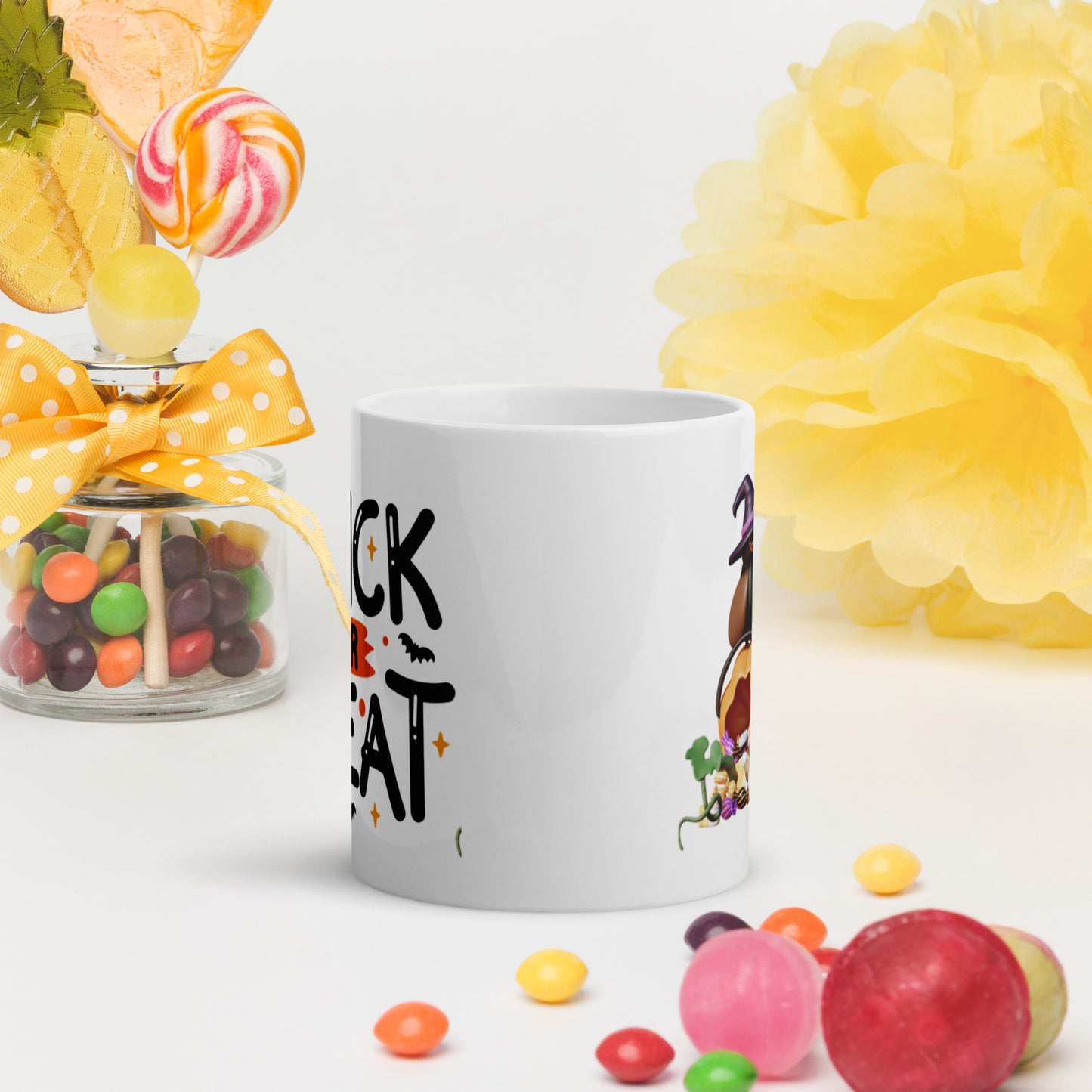 Taza blanca brillante Trick or Treat